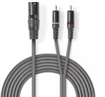 Nedis Cablu audio stereo XLR 3-Pin tata - 2x RCA tata 1.5m gri NEDIS (COTH15200GY15)