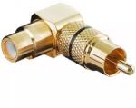 Goobay Mufa adaptor RCA mama la RCA 90 tata inel negru metal aurit Goobay (16364)