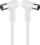 Goobay Cablu Coaxial 75ohmi Dublu ecranat 80dB mama-tata cu mufe cotite 1.5m 5.3mm alb Goobay 67353 (67353) - balutatech