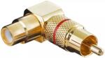 Goobay Mufa adaptor RCA mama - RCA tata cotit 90 grade aurita inel rosu Goobay (16365)
