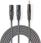 Nedis Cablu audio stereo 2x XLR 3-Pin tata - 3.5 mm Jack tata 1.5m gri Nedis (COTH15310GY15)