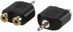 Well Set adaptor JACK STEREO 3.5mm tata - 2x RCA mama 2buc Well AC-010-BW (AC-010-BW) - balutatech