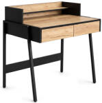 AKORD Birou compact pentru studiu, cu 2 sertare si raft, stejar craft/negru (AK-26994343)