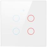 Tuya Intrerupator inteligent cu touch Tuya, Life Smart, Wi-Fi, cu sau fara nul, 4 canal, 10A, Sticla securizata, compatibil Amazon Alexa/Google Assistant, Alb @SmartWiz