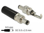Delock DC csatlakozó apa 5, 5 x 2, 5 mm dugómérettel és 9, 5 mm hosszal