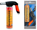 Poolx Lampă de lipit, Kemper 820AKIT, negru, aprindere piezo, flacără puternică, conexiune 7/16, cu cartuș de gaz cu filet (330 g)