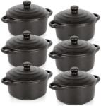 Vilde 6 darab porcelán edény fedővel 300 ml, Vilde, 15x11x5, 5 cm, fekete színű (SET720)