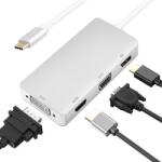 helos Docking station helos HUB, USB 3.1 Type-C statie/DisplayPort/HDMI/DVI/VGA, PREMIUM 4K, argintiu (288388)