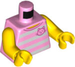 LEGO® Alkatrészek (Pick a Brick) Halvány Rózsaszín minifigura Felsőrész Csíkos, Cicás mintával 6153140 (6153140)