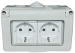  Priza dubla cu capac SPIN Antigron, 250V, 16A, IP55, montaj aparent, SPN1302, A0057514 (A0057514)