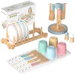 Ginger Home Set de servire pentru copii din lemn Ginger Home - 33 piese, culori pastelate (HL007) Bucatarie copii