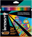 BIC Intensity Színes Ceruza Készlet - 24 db, Vegyes Színek, Háromszögletű Ergonomikus Forma, Puha és Tartós Hegy, Franciaországban Gyártva