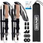 Overmont Összecsukható Carbon Trekkingbot Pár - Állítható 105-125 cm - Nordic Walking Botok All-Terrain Kiegészítőkkel, Fekete