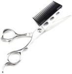 quandes Foarfece profesionale cu pieptene, 6’’, otel 440C JP, QUANDES® pentru pentru salon infrumusetare si pentru frizeri, barbershop, Usor de manevrat, viteza, stil si creativitate, mana stanga