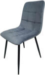 Saltsib Scaun de living si bucatarie Rizea FDC4, tapiterie catifea, cadru metalic, 90 kg, 85x44x40 cm, gri
