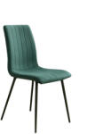 ProCart Scaun dining, tapiterie stofa, inaltime totala 91 cm, latime 43 cm, picioare metalice negre, stil elegant, verde (DC09)