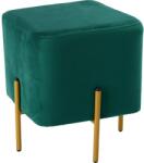  Taburet patrat, tapitat cu stofa, picioare otel, sarcina 100kg, 35x35x40 cm, verde (PHO-3895)