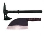  Set Topor Pirate Skull, 39 cm si Cutit Wave Blade, 30 cm, DEPOX®, otel inoxidabil, negru (1370533 - 0974)