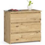  Noptiera cu 3 sertare, PAL laminat 16 mm, 60x35x57 cm, stejar artisan (AK-38160514)