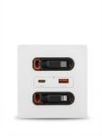 Rovo Priza de perete Rovo AAC, Incarcare Rapida 20W, Cabluri retractabile, USB-C si Lightning, Porturi USB-A si USB-C, 16A (AAC) - esell