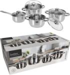  Set 8 piese, oale si cratita inox cu capac sticla, capacitate 1.1, 1.7, 2.4, 3.4 L, JollyMag, AMS4688 (jolly_AMS4688)