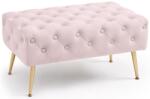  Taburet Madrid, tapitat cu catifea, tip banca, cu picioare metalice, 80x42x41 cm, roz pudra (AK-04380070)