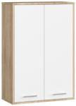  Dulap baie suspendat, cu 2 usi si 4 rafturi interioare, PAL 16 mm, 64x30x94 cm, stejar sonoma si alb (AK-12214183)