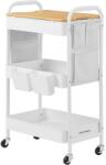 SONGMICS Raft de depozitare mobil tip carucior rulant, pentru baie sau bucatarie, cadru otel cu blat MDF, 31x44x74 cm, alb (EZ-LRC036W01)