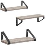 VASAGLE Raft de perete, set 3 bucati 30cm, 35cm si 40cm, 2 moduri de montare, gri si negru (EZ-LWS033B02) Raft