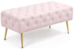  Taburet Monaco, tapitat cu catifea, tip banca, cu picioare metalice, 100x42x41 cm, roz pudra (AK-04380032)