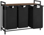  VASAGLE Cos de rufe, 3 compartimente, saci de rufe detasabili, raft, cadru metalic, 3x38L, 93x33x72 cm, maro vintage si negru (EZ-BLH301B50)