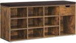  VASAGLE Banca de depozitare cu suport pentru pantofi, 10 compartimente si dulap, cu perna, 30x104x48cm, maro rustic (EZ-LHS024T01) Garderoba