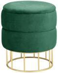 Taburet tapitat rotund Elza cu spatiu de depozitare, velur, 37x37x42 cm, verde smarald (AK-12213759)