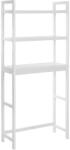 SONGMICS Raft de depozitare pentru baie, suprapunere peste masina spalat sau vas WC, din bambus, rafturi reglabile, 26x63x163 cm, alb (EZ-BTS01WTV1)