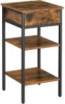 VASAGLE Noptiera inalta cu sertar si 2 rafturi de depozitare, stil industrial, 35x35x70cm, maro rustic si negru (EZ-LET502B01)