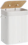  SONGMICS Cos de rufe din bambus, pliabil, cu captuseala detasabila lavabila, 72L, 40x30x60cm, alb (EZ-LCB010W01)