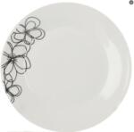  Set de 6 farfurii albe, rotunde, 19 cm, model minimalist flori negre, JollyMag, AIC2301 (jolly_AIC2301)