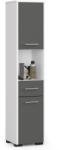  Dulap baie tip coloana cu 2 usi, 1 sertar si rafturi interioare, PAL laminat, 30x30x140 cm, alb si gri (AK-52851207)