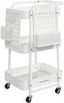 SONGMICS Raft de depozitare mobil tip carucior rulant, pentru baie sau bucatarie, cadru otel, 32x43x74 cm, alb (EZ-LRC037W01)