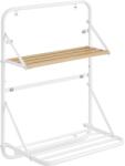 SONGMICS Suport prosoape pliabil de perete, cu 5 bare, polita de depozitare, otel, 26x38x56 cm, alb (EZ-LLR803W01)