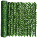  Panou paravan cu frunze artificiale pentru gard sau balcon, 100x500cm, verde (GO-L52F1)