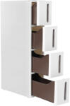 SONGMICS Dulap de depozitare pe roti, pentru bucatarie sau baie, din plastic, cu 4 nivele, 45x17x84cm, alb (EZ-KFR08WT)