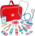 Procart Trusa doctor stomatolog copii, set din lemn cu multiple accesorii, geanta cu fermoar (573611)