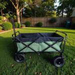 Procart Carucior pliabil profesional 100 kg, roti 360 grade cu frana, 100l, maner reglabil, transport gradina, plaja, camping (TC1011-B)