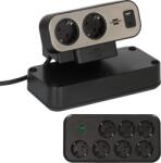 brennenstuhl Prelungitor pentru birou Brennenstuhl estilo Duplex Desktop, protectie la supratensiune, 9 prize, 1 USB, 1 USB-C 30W, 2m (1153580210)