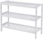SONGMICS Raft de depozitare din bambus, cu 3 niveluri, 26x70x55cm, alb (EZ-LBS13W) Raft