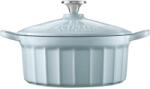Buydeem Enameled Cast Iron Dutch Oven 2, 9L, model CP521, color White Blue (CP521-WB)