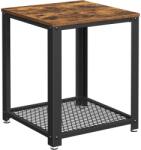 VASAGLE Masa de cafea laterala, tip noptiera, cu cadru metalic, 45x45x55cm, maro rustic si negru (EZ-LET41XV1)