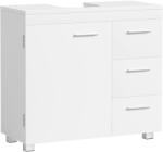 VASAGLE Dulap pentru baie suport lavoar, cu 3 sertare si raft reglabil, MDF, 70x30x64 cm, alb (EZ-BBK504W01)