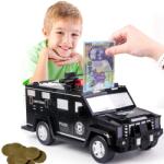 Procart Pusculita electronica, masina de politie, cod pin, amprenta, monede si bancnote, negru (6688-19)